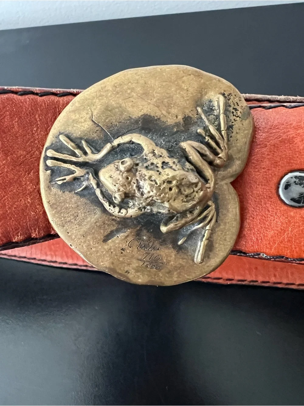 Vintage Carl Tasha Frog Brass Belt Buckle | Limited Edition #710/1000 | Signed